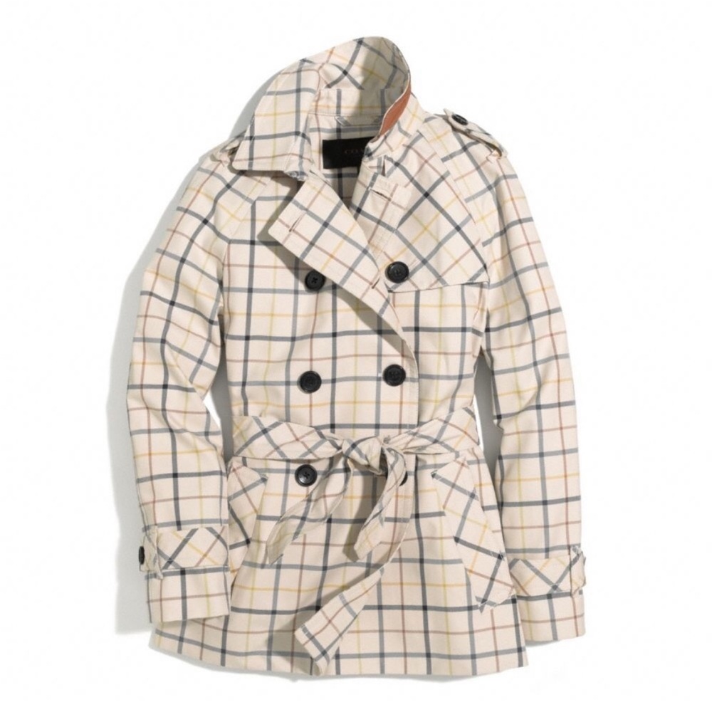 Coach Tattersall double breasted plaid trench coat - Picture 14 of 14